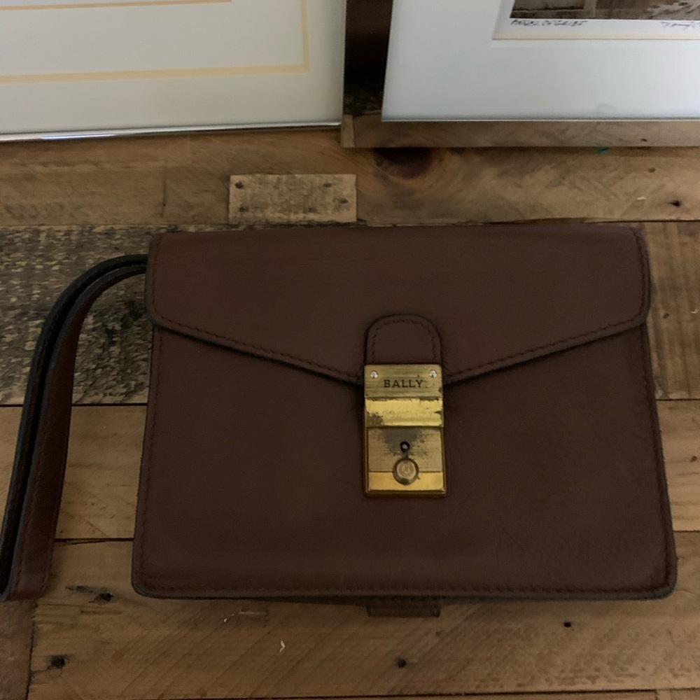 Bally Clutch Wristlet tan brown